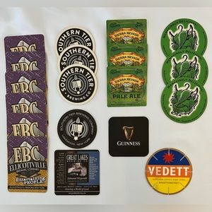 Beer Brewery coasters - 19 coasters. Great for the collector or home bar!